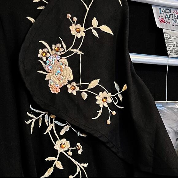 LACY AFTERNOON BY SHELL KEPLER **Vintage** Black Embellished Jumpsuit, L, NWT! - Picture 6 of 11